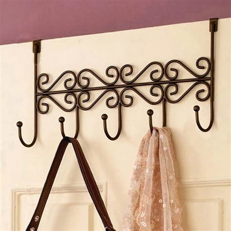 Iron Back Door Hangers Coat Towel Bag Wall Hooks Home Bathroom Holder 5 Hooks Rack TB Sale-in ...