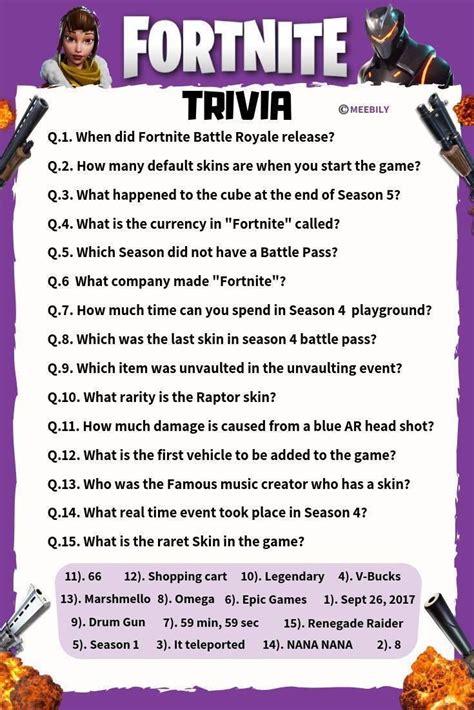 60+ Fortnite Trivia Questions & Answers - Meebily | Trivia questions and answers, Fun trivia ...