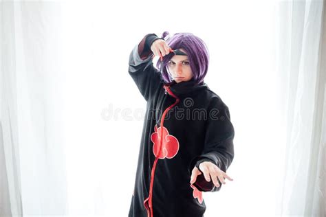 Girl Cosplayer with Purple Hair Anime Japan Stock Photo - Image of ...