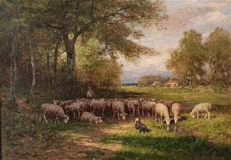 Clinton Loveridge - Hudson River school Bucolic Pastoral Cows in a farm ...