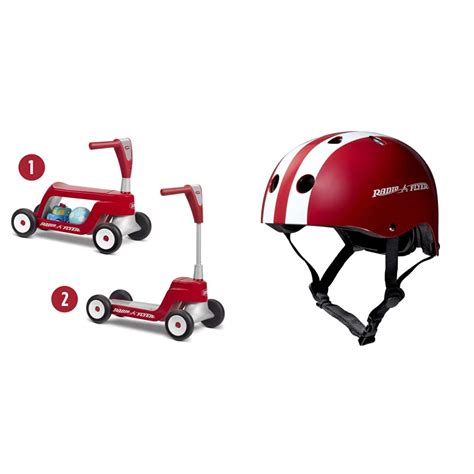 Radio Flyer Scoot 2 Scooter, Toddler Scooter or Ride on, Ages 1-4,Red & Helmet, Toddler & Kids ...