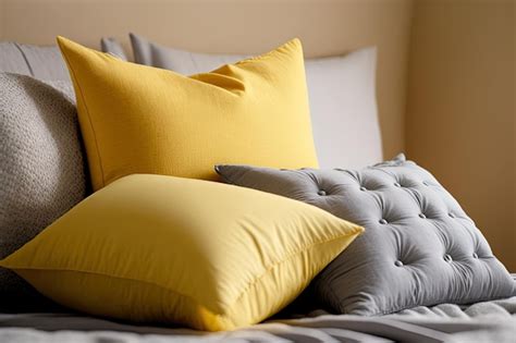 Premium AI Image | Illuminating yellow ultimate gray colored pillows on ...