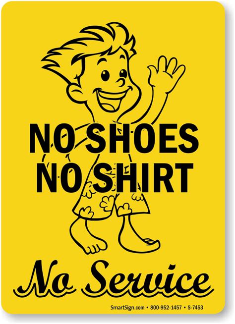 No Shirt, No Shoes, No Service Signs for Store & Restaurants