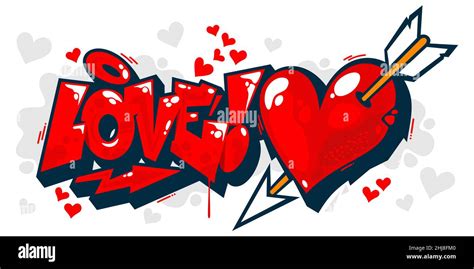 Abstract Graffiti Style Word Love With Heart Text Lettering. Vector ...