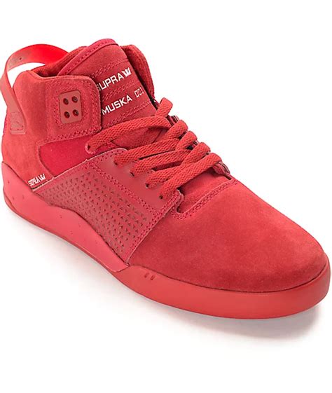 Supra Skytop III Red Suede Skate Shoes