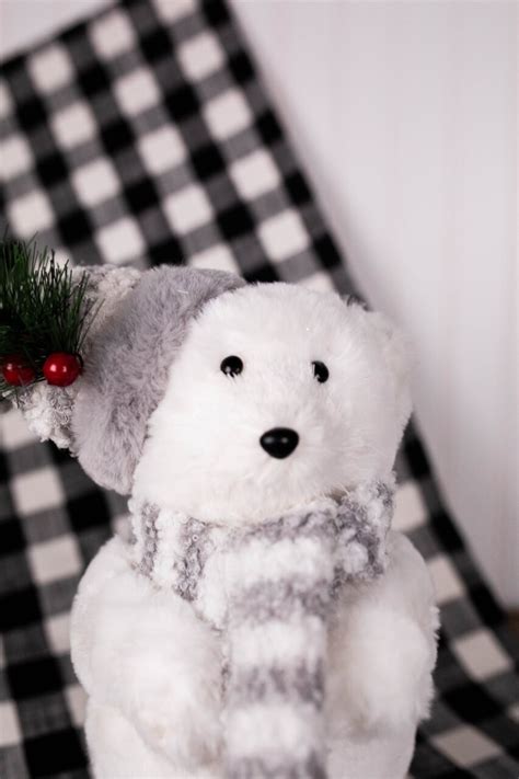 36" Resin Walking Polar Bear with Scarf