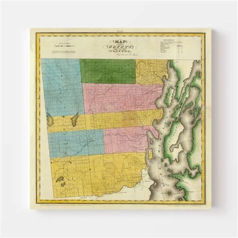 Vintage Map of Clinton County, New York 1829 by Ted's Vintage Art