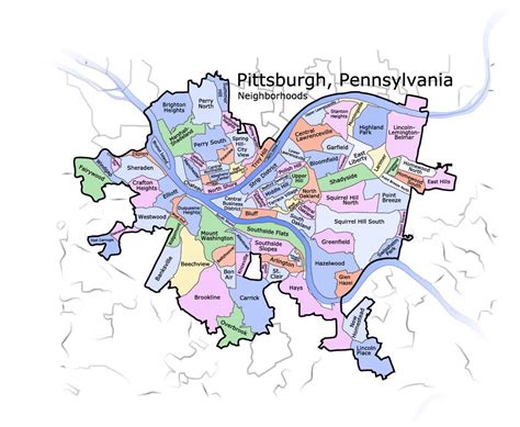 Pittsburgh, Pennsylvania, US, vector map Adobe PDF editable City Plan ...