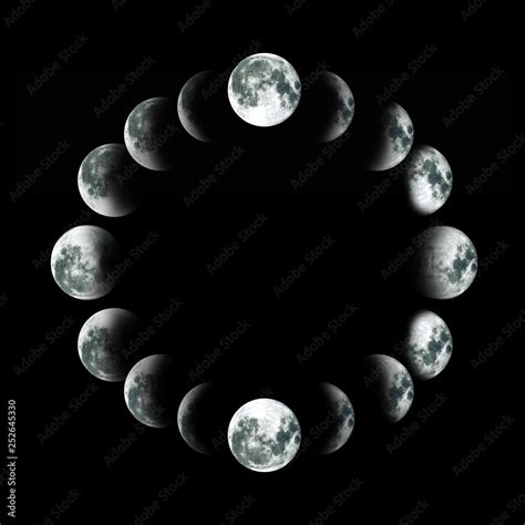 NASA. Cycle of the moon. A circle of the growing moon. Stock Photo ...