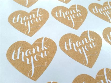 Thank You Stickers Large Heart Stickers Thank You Label: Set