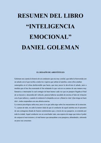 Resumen Del Libro Inteligencia Emocional De Daniel Goleman - Libros Famosos