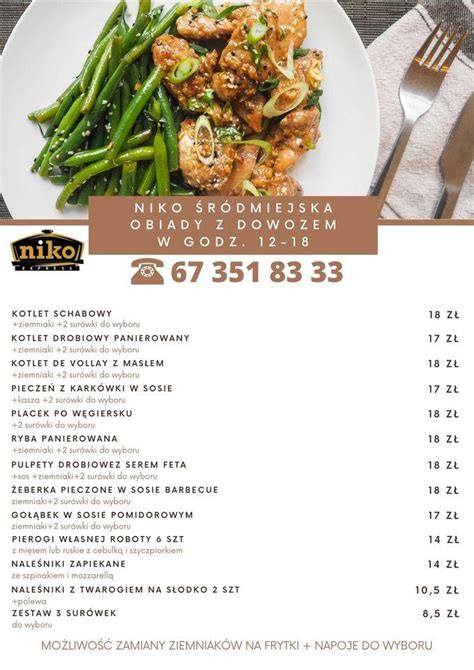 Menu at NIKO express Śródmiejska cafe, Pila