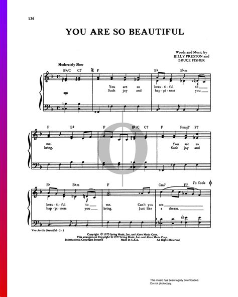 You Are So Beautiful (Joe Cocker) Piano Sheet Music - OKTAV