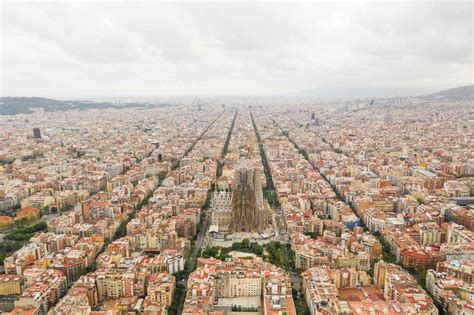 Aerial view of the Basilica Sagrada Familia, Barcelona, Spain stock photo