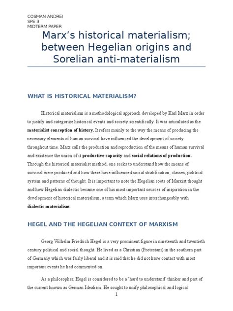 Marx Historical Materialism | Dialectic | Georg Wilhelm Friedrich Hegel | Free 30-day Trial | Scribd