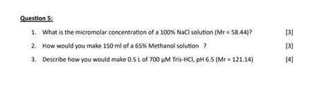 Solved Question 5: 1. What is the micromolar concentration | Chegg.com