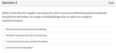 Solved Facility Planning is divided into Facility Design and | Chegg.com