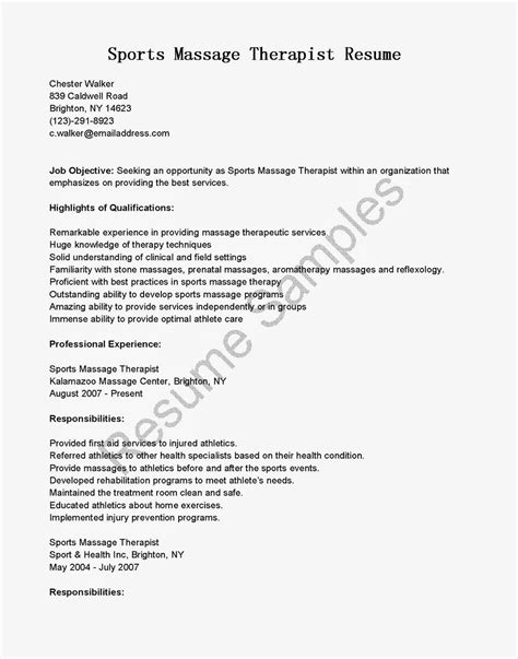 Resume Samples: Sports Massage Therapist Resume