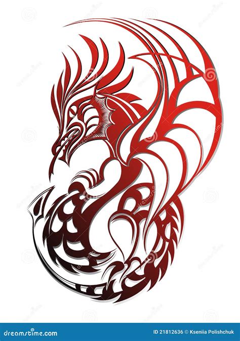 Red Dragon. Tattoo design stock vector. Illustration of ornament - 21812636