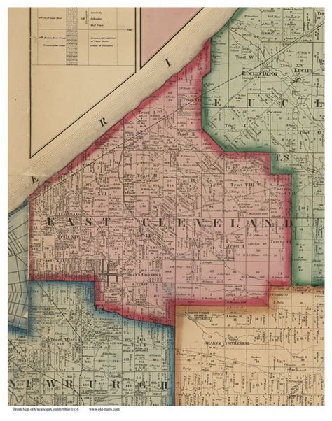 East Cleveland, Ohio 1858 - Copy C - Old Town Map Custom Print - Cuyahoga Co. - OLD MAPS