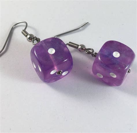 Purple sparkly dice earrings earrings for gamer girls | Etsy