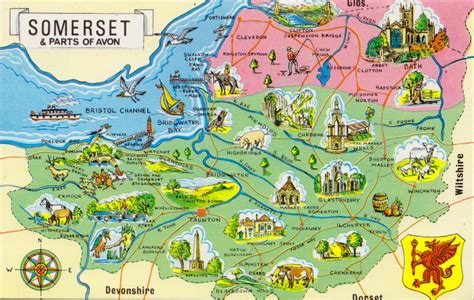 Somerset Antique Maps, Old Maps of Somerset, Vintage Maps of Somerset, UK