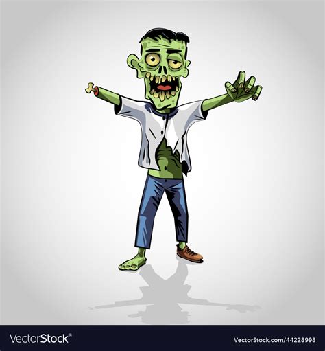 Zombie cartoon walking dead funny halloween mons Vector Image