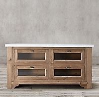 20th C. Salvaged Wood & Marble Kitchen Console