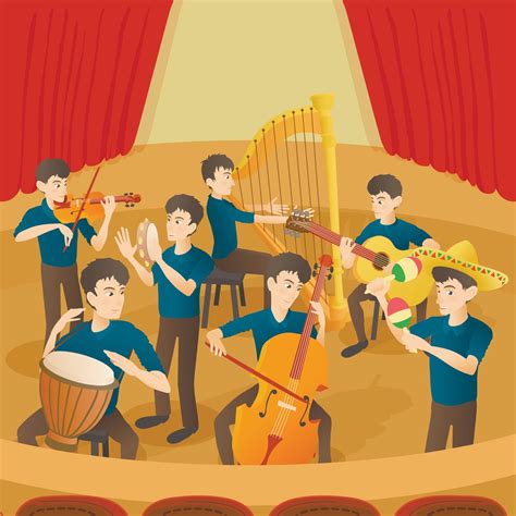 Orchestra musicians figures concept, cartoon style 8252870 Vector Art at Vecteezy