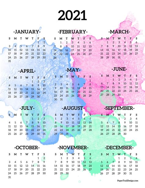 Free Printable Calendars 2021/2021Year At A Glance | Month Calendar ...