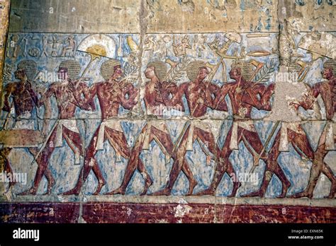 Ancient paintings on the walls inside the temple of Hatshepsut in Luxor Egypt Stock Photo - Alamy