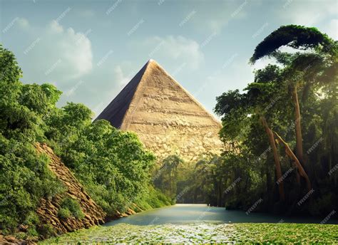 Premium Photo | Great Pyramid of Egypt inside Green Forest