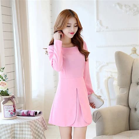 Aliexpress.com : Buy New Korean Fashion Solid Color Long Sleeve 13 20Y Teenage Girls Dress for ...