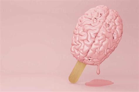 Brain ice cream melting 3D illustration stock photo