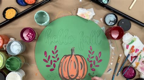 Buy Hello Fall Wood Cutout, Unfinished Circle Shape, Paint by Line