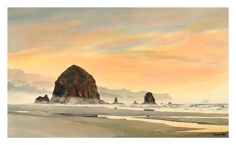 Cannon Beach Oregon Haystack Rock Painting Art & Collectibles etna.com.pe