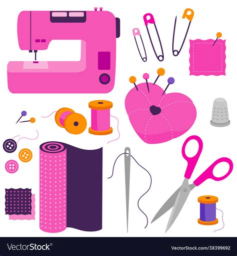 Sewing tools and equipment Royalty Free Vector Image