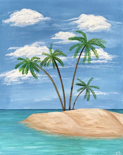 Palm tree island Painting by Sherry Shedlowsky - Pixels