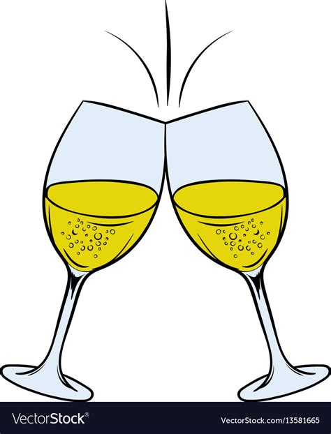 Glasses white wine icon cartoon Royalty Free Vector Image