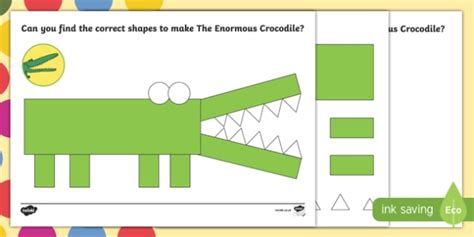 Crocodile Shape Worksheet / Worksheet Pack to Support Teaching on The