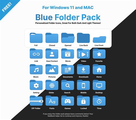 FREE Windows 11 / MAC Blue Folder Icon Pack! by SapphireBlueDesigns on ...