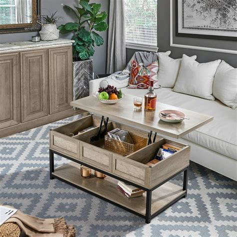 Topeakmart Wooden Lift Top Coffee Table Coffee Accent Table with Hidden ...