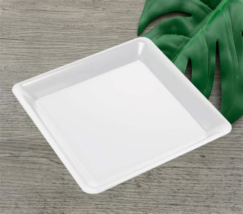 Buy 4 14" White Square Plastic Trays Heavy Duty Plastic Serving Tray 14 ...