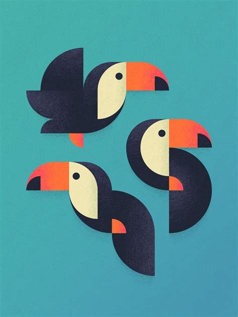 Toucan Geometric - Cyan Art Print by neotokyo | Ilustración de ave ...