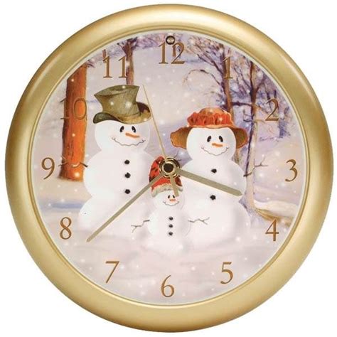 a clock with two snowmen on it