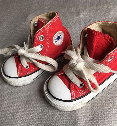 High top red converse. Have your toddler look stylish with these red shoes that give just the ...