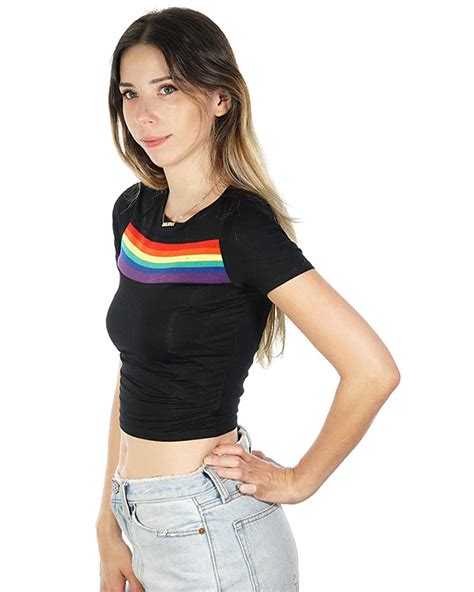 Rainbow Stripe Crop Top Shirt - Shop Delfina Clothing