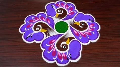 ColorFul Peacock Rangoli Design With Dots [Video] | Rangoli designs flower, Rangoli designs with ...