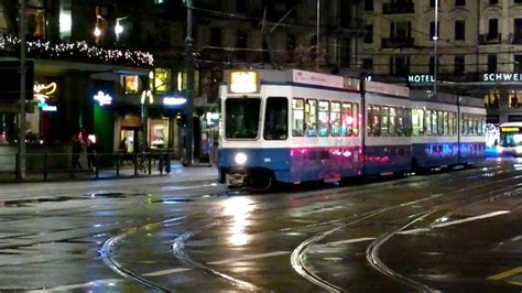 Zurich - more trams and trolleybuses at night - 7 January 2016 - YouTube