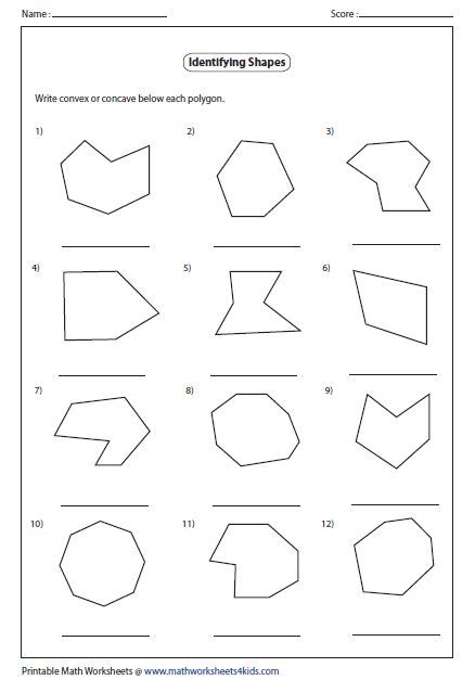 Polygon Worksheets | Shapes worksheets, Convex and concave polygons ...